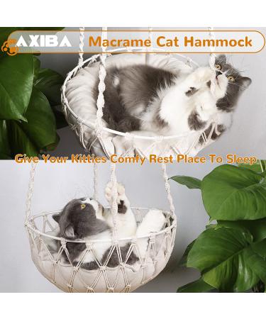 AXIBA Macrame Cat Hammock with Cushion - Hanging Cat Bed for Indoor Cats - Buy Online on SooperMarket.com