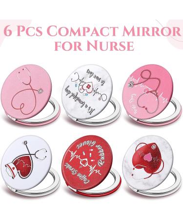 Berlune Nurse Gifts - 6 Piece Compact Mirror Set for Women | Nurse Appreciation & Graduate Gifts | Double-Sided Magnifying Metal Pocket Makeup Mirrors - Buy Online on SooperMarket.com