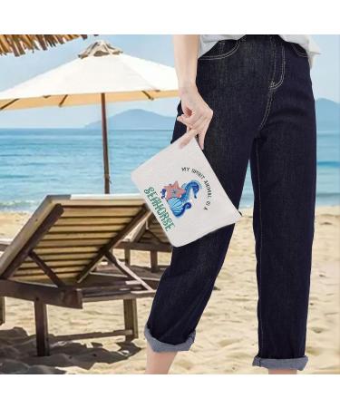 LEVLO Funny Seahorse Cosmetic Bag - Perfect Gift for Seahorse Lovers & Spirit Enthusiasts | International Shipping - Buy Online on SooperMarket.com