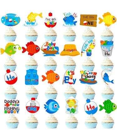 48pcs Gone Fishing Party Cupcake Toppers - Buy Online on SooperMarket.com