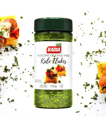 Badia Spices | Dried Kale Flakes | Dehydrated Kale Leaves | Gourmet Seasoning | Nutritious Superfood | Healthy Delicious & Flavourful | Gluten Free | MSG-Free |113g Kale Flakes Seasoning - Buy Online on SooperMarket.com