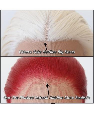 Towarm Dark Red Synthetic Lace Front Wig - Long Straight Heat Resistant Fiber Hair for Black Women - Cosplay/Daily Wear - Red - Buy Online on SooperMarket.com