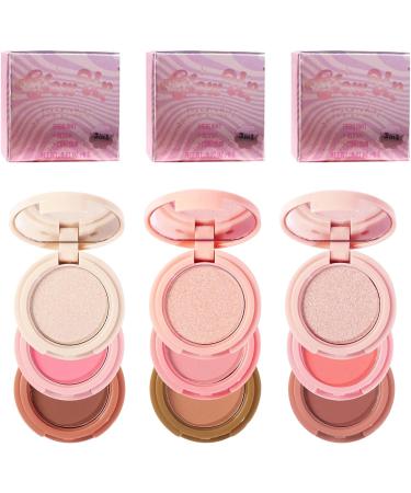 RoseFlower 3-in-1 Highlighting Blush & Contour Palette | Portable Concealer Set for All Skin Types | Makeup Gift for Girls & Women - Buy Online on SooperMarket.com