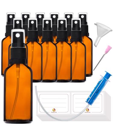 HandsUnity 50ml-12pcs brown glass spray bottle glass spray bottles small brown pharmacist atomizer 50ml-12pcs black cap