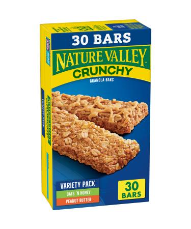 Nature Valley Granola Bars, Crunchy, Peanut Butter and Oats 'n Honey, 30 ct