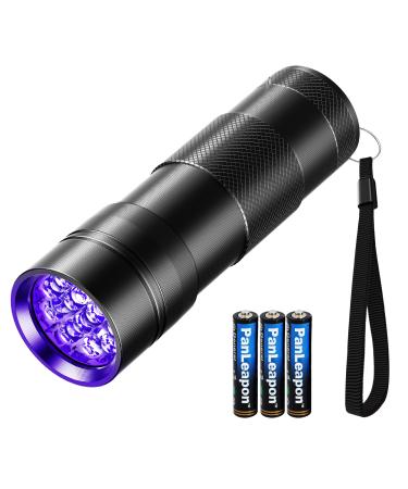 Fulighture UV Torch Pets Black Light 12LED 395nm Dogs/Cats Urine Detector Ultraviolet Flashlight Find Dry Stains on Carpets/Rugs/Floor with Batteries Included 395nm 1 Count (Pack of 1)