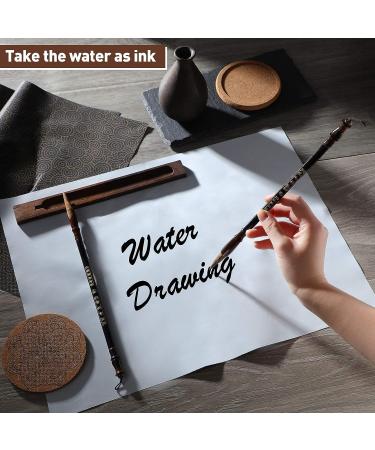 Zonon 2 Pieces Water Writing Cloth 13 x 18 Inch Reusable Chinese Calligraphy Water Cloth and 2 Sizes Chinese Calligraphy Brushes for Student Stationery Tool - Buy Online on SooperMarket.com