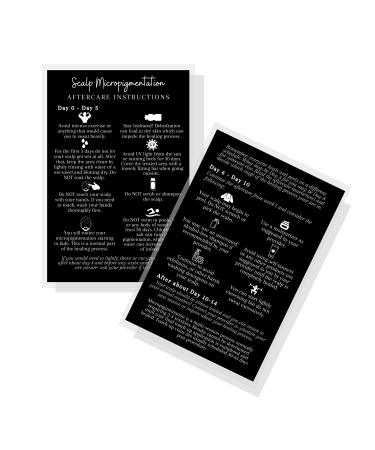 Scalp Micropigmentation Aftercare Instruction Card | Package of 30 | Size 4 x 6 inches Postcard | Black with White Design