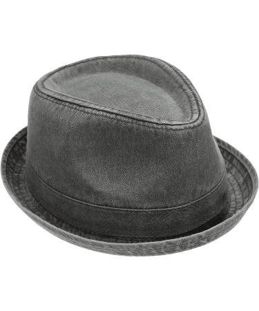 Men's Casual Vintage Washed Cotton Fedora Hat Black - Large-X-Large - Buy Online on SooperMarket.com