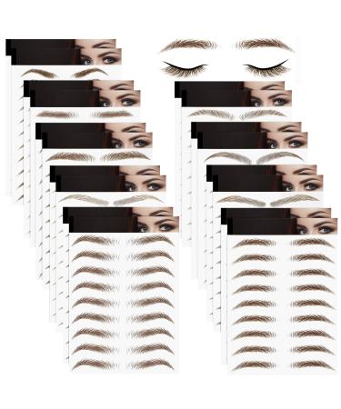 18 Sheets 180 Pairs Eyebrow Tattoo Stickers 4D Hair Like Authentic Brow Tattoo Waterproof Eyebrow Transfers Stickers Peel off Eyebrow Grooming Shaping Makeup Sticker for Women Girls (Brown)