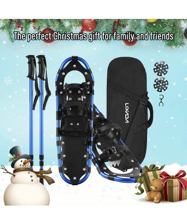 Lixada 23-Inch Lightweight Aluminum Alloy Snowshoes with Adjustable Bindings, Trekking Poles, and Carrying Bag - Blue - Buy Online on SooperMarket.com