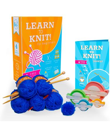 BeKnitting Knitting Starter Kit for Beginners | Great Craft for Adults and Kids | Yarn, Pompom Makers, Needles & More