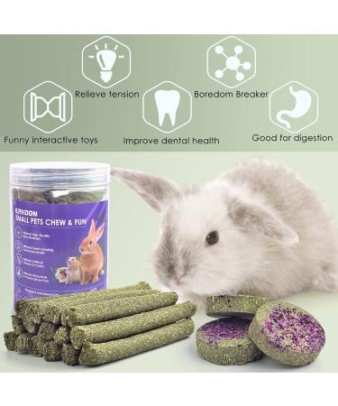 Erkoon 24-Piece Rabbit & Small Pet Toys Set | Dental Care Timothy Hay Sticks Carrots & Rose Grass Cake - Ideal for Rabbits Guinea Pigs Hamsters & Chinchillas - Buy Online on SooperMarket.com