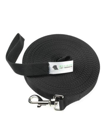 Maximum Pet Products Dog Training Lead 65ft/20m 1 Count (Pack of 1) Black