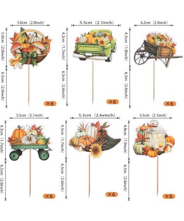 Rsstarxi 36 Pack Pumpkin Thanksgiving Cupcake Toppers Pumpkin Maple Fall Harvest Themed Cupcake Picks Decorations for Thanksgiving Fall Themed Turkey Autumn Party Cake Decorations Style 10 Orange - Buy Online on SooperMarket.com