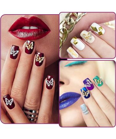 Noverlife 26PCS 3D Alloy Butterfly Nail Charms with Crystal Diamonds - Gold & Silver - Buy Online on SooperMarket.com