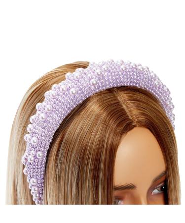 Padded Pearl Headbands 2 Pack - Lavender & Off White Crystal Headbands for Women - Buy Online on SooperMarket.com
