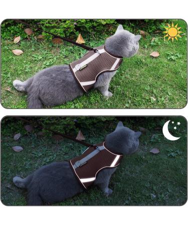 Escape-Proof Cat Harness & Leash Set - Adjustable Reflective Breathable Design for Large Cats (L Brown) - 150cm Cat Leash - Buy Online on SooperMarket.com