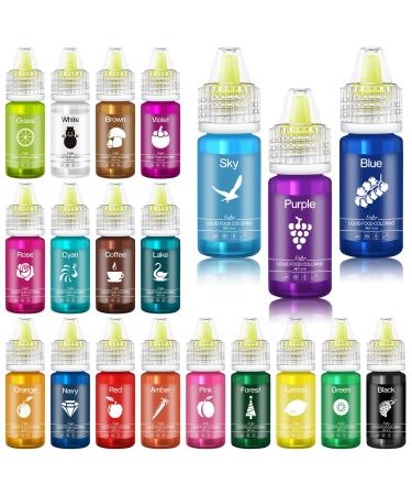 Food coloring - 20 colors Liquid food colors for cakes baking cookies macaron - sugar -free concentrated color food coloring for tortendeco drinks Easter egg DIY slime - 6ml 6 ml each (20 pack)