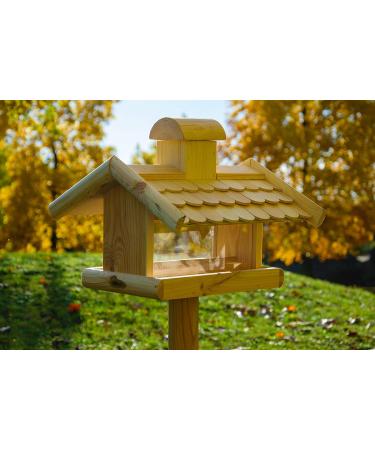 Dobar 21277E Large Bird Feeder Solid Wood Bird House with Shingle Roof Premium Bird Feeding Station for Container Montage 38x38x30 cm - Buy Online on SooperMarket.com