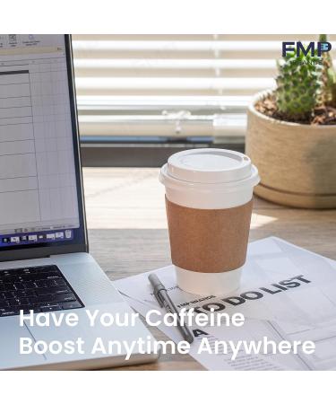50 Pack 12oz White Coffee Cups with Dome Lids, Sleeves - Disposable Paper To Go Cups for Hot Drinks - Ideal for Cafes & Businesses - Buy Online on SooperMarket.com