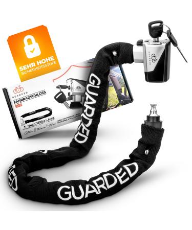 Guarded Premium bicycle lock with key chain lock with 8mm steel chain high safety level anti-theft bicycle lock for e scooter e bike city scooter motorcycle