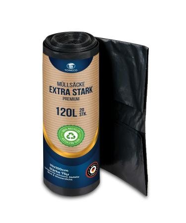 !!!Nowhere cheaper !!!Professional garbage bags 120l extra strong - 75 - 100% recycled - (20 to 600 sacks selectable) - Role weight 1.8 kg - XXL garbage bags (80)
