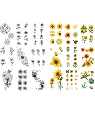 Dopetattoo Sunflower Temporary Tattoo Realistic Sunflowers Fake tattoos for Women Girls Adults