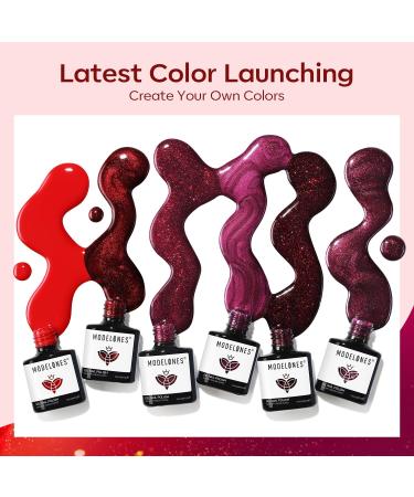 Modelones Gel Nail Polish Set 6 Colors Red Glitter Gel Polish Burgundy 9D Cat Eye Gel Nail Polish with Magnet Chameleon Shimmer Magnetic Gel Polish Set Nail Art DIY Salon Home for Women - Buy Online on SooperMarket.com