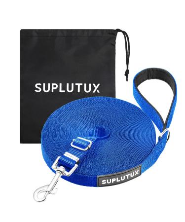 Suplutux drag line 3M for dogs with storage bag robust dog leash for large dogs and small dogs training lines with D-carabiner and grip pad (blue) blue 3M