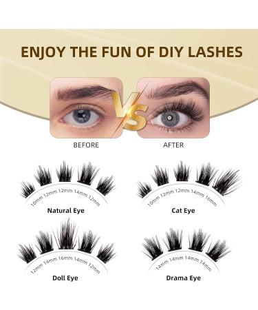 D Curl 120 Clusters Wide Stem Cluster Lashes 10-16mm Length - DIY Eyelash Extensions for Soft Fluffy Look - 10mm-16mm Mix - Buy Online on SooperMarket.com
