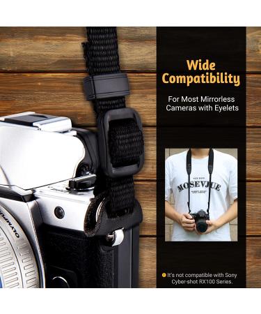 Mirrorless Camera Neck Strap Shoulder Belt for Sony, Fujifilm, Nikon, and Canon - Black - Buy Online on SooperMarket.com