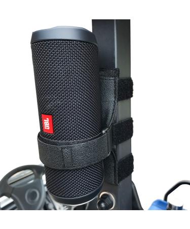 HomeMount Portable Speaker Mount for Golf Cart Accessories - Adjustable Strap Fits Bluetooth Wireless Speaker Strap Attachment to Railing/Cross bar/Frame Black