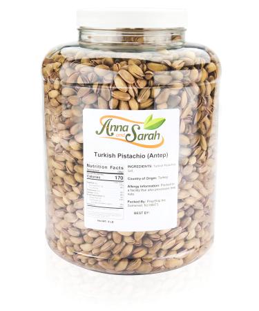 Anna and Sarah Turkish Antep Pistachios, Premium Quality Roasted Pistachios, Healthy Snack, Rich Flavor in Jar, 9 Lbs 9 Pound (Pack of 1)