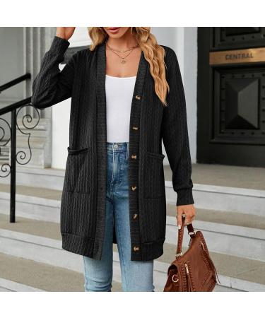 Gefomuofe Cardigan Women's Long Cardigan Lightweight Loose Cardigan Long Cardigan Women's Lightweight Loose Casual Cardigan Sun Protection Shirt Holiday Beach Blouse S Black - Buy Online on SooperMarket.com