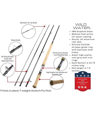 Wild Water Fly Fishing 11ft 4-Piece 7-Weight Switch Rod Combo for Steelhead - Buy Online on SooperMarket.com