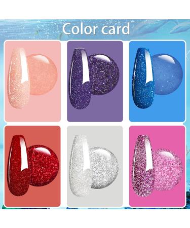 Dip Powder Glitter Set - Silver Pink Rose Green Blue Purple Colors | No Lamp Cure Needed | Even & Smooth Finish | 6 Box/Set (DP-R-6pcs-10g/box) - Buy Online on SooperMarket.com