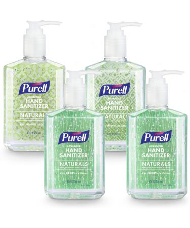 PURELL Advanced Hand Sanitizer Naturals with Plant Based Alcohol, Citrus Scent, 8 fl oz Pump Bottle (Pack of 4) - 9626-06-ECDECO