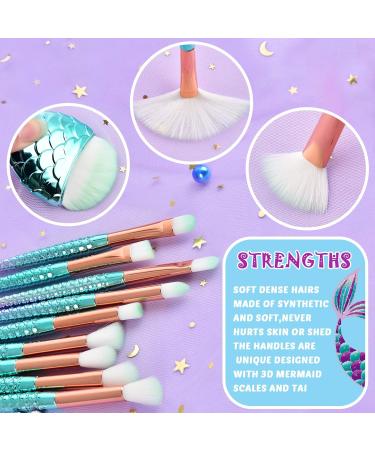 Mermaid Makeup Brush Set with Cosmetic Bag - 13 PC Beauty Tools and Sequins Case - Buy Online on SooperMarket.com