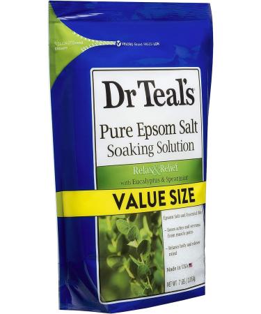 Dr. Teal's Eucalyptus & Spearmint Soaking Solution 7lb Bag - Pure Epsom Salt Blend for Soothing Pain & Soreness at Home - Buy Online on SooperMarket.com