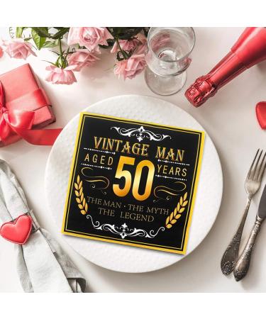 Vintage Black Gold 50th Birthday Napkins - 40 Pack Disposable Cocktail Napkins for Men s 50s Party Decorations - Buy Online on SooperMarket.com