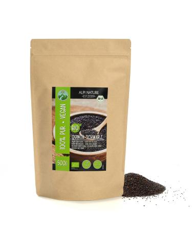 Bio Quinoa Schwarz (500g) Black Quinoa Bio from controlled organic cultivation gluten -free lactose -free laboratory testing vegan 100% natural in without additives 500 g (1 Pack)
