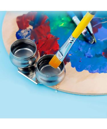 Stainless Steel Double Dipper Oil Painting Palette Cup with Lid - Leakproof Design, Clip-On Feature for Palette - Buy Online on SooperMarket.com
