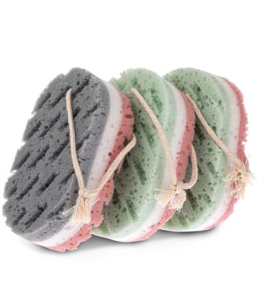 WLLHYF 3 Pcs Bath Sponge for Women  Sponge Loofah Body Scrubber Deep Exfoliation Shower Sponge for Body Large Size Bathing Sponge Bathing Accessories