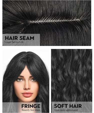 Wokestar Long Black Synthetic Hair Wig with Curtain Fringe for Women - Buy Online on SooperMarket.com