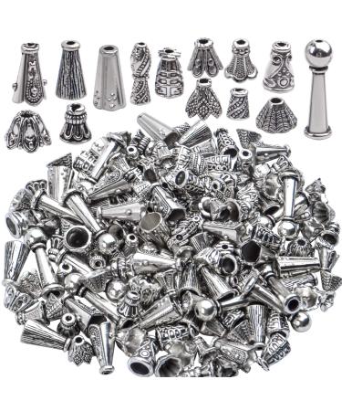 100 Gram (About 130-190pcs) Antique Silver Cone Bead Caps Flower End Caps Tassel End Cap for Jewelry Making Crafts DIY