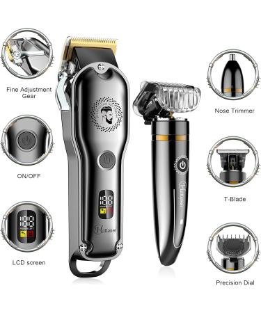 Hatteker Hair Clipper Cordless Hair Trimmer Barber Clipper T-Blade Trimmer Beard Trimmer Nose Trimmer Hair Cutting Grooming Kit Professional IPX7 Waterproof - Buy Online on SooperMarket.com