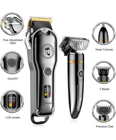 Hatteker Cordless Hair Clipper & Trimmer Kit - T-Blade, Beard & Nose Trimmer - Professional Grooming, IPX7 Waterproof - Buy Online on SooperMarket.com