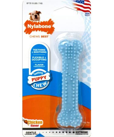 Nylabone Puppy Teething Chew Toy X-Small/Petite - Blue Chicken Flavored for Puppies Up to 15 lbs - Buy Online on SooperMarket.com