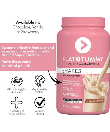 Flat Tummy Vanilla Meal Replacement Shake - 20 Servings, Plant Based Protein for Women - Vegan, Gluten Free, Dairy Free, Vitamins & Minerals, Keto-Friendly for Weight Management - Buy Online on SooperMarket.com